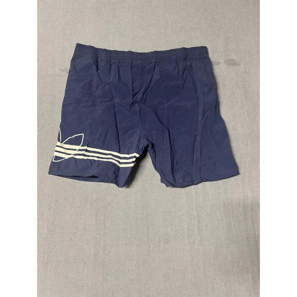 Adidas Mens L Athletic Shorts Navy Blue 100% Nylon